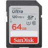 მეხსიერების ბარათი (ჩიპი) SANDISK 64GB ULTRA  SD/HC UHS-I CARD 120MB/S CLASS 10 SDSDUN4-064G-GN6INiMart.ge