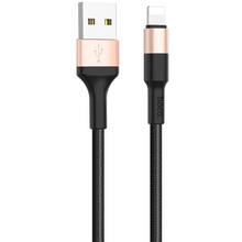 USB კაბელი HOCO X26 XPRESS CHARGING DATA CABLE FOR LIGHTNING BLACK/GOLDiMart.ge