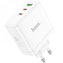 დამტენის ადაპტერი HOCO N30 GLORY PD65W THREE-PORT N30 TYPE-C USB FAST CHARGER (EU) WHITEiMart.ge