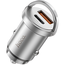 ავტომობილის USB დამტენი HOCO NZ10 HANDY PD45W+QC3.0 DUAL PORT 2XUSB-C CAR CHARGER SILVERiMart.ge