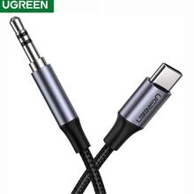 აუდიო კაბელი UGREEN AV143 (30633) ROUND TYPE-C TO AUX USB-C AUDO CABLE  3.5MM  ALUMINUM SHELL 1M DEEP GRAYiMart.ge