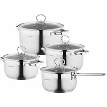 ქვაბების 4 ნაჭრიანი ნაკრები  ARDESTO  COOKWARE SET GEMINI BARI 8 PCS., STAINLESS STEELiMart.ge