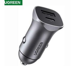 მანქანის USB დამტენი UGREEN CD130 (30780) DUAL USB CAR CHARGER 18W TYPE-C PD CAR CHARGING FOR IPHONEiMart.ge