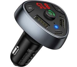 მანქანის დამტენი HOCO CAR CHARGER E51 ROAD TREASURE CAR BT FM TRANSMITTER BLACK (6931474730350)iMart.ge