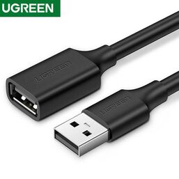 USB ადაპტერი UGREEN 10316 USB 2.0 A MALE TO A FEMALE CABLE 2 M (BLACK)iMart.ge