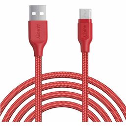 USB  კაბელი AUKEY ANDROID BRAIDED NYLON MICRO USB CABLE 2M RED (CB-AM2)iMart.ge
