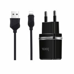 დამტენი HOCO C12 Smart Dual USB Charger + Lightning Cable - BlackiMart.ge