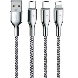 USB კაბელი (3-IN-1) REMAX KINGPIN SERIES CHARGING CABLE RC-092TH SILVERiMart.ge