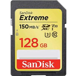 მეხსიერების ბარათი (ჩიპი) SANDISK EXTREME SD/XC UHS-I CARD 150MB/S V30/4K CLASS 10 SDSDXV5-128G-GNCIN (128 GB)iMart.ge