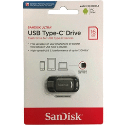 USB ფლეშ მეხსიერება SANDISK USB TYPE-C DRIVE BLACK (16 GB)iMart.ge