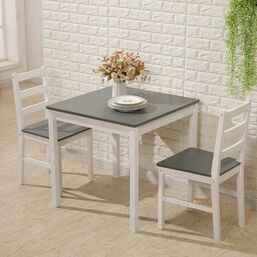მაგიდა და 2 სკამი SUNNY WOOD 00124490 (75x75x73 სმ, თეთრი, ნაცრისფერი)iMart.ge