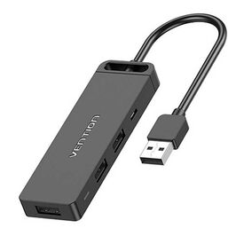 USB ჰაბი VENTION CHUBB USB 2.0 TO USB 2.0*3/TF/SD/MICRO-B HUB 0.15M BLACK ABS TYPEiMart.ge