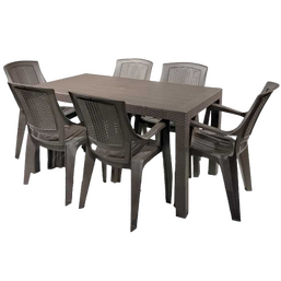 პლასტმასის მაგიდა და 6 სკამი FLORA SET 2-B (140X80 CM, 120 KG)iMart.ge