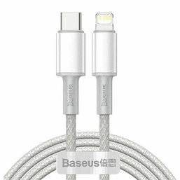 USB კაბელი BASEUS HIGH DENSITY BRAIDED FAST CHARGING DATA CABLE TYPE-C TO LIGHTNING 20W 2M CATLGD-A02 WHITEiMart.ge