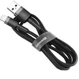 USB კაბელი BASEUS KEVLAR USB CABLE LIGHTNING 2.4A 1M CALKLF-BG1 BLACK/GREYiMart.ge
