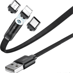 USB კაბელი REMAX FLAG SERIES 2.1A 3 IN 1 MAGNETIC CHARGING CABLE RC-169TH BLACKiMart.ge