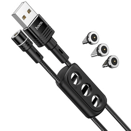 USB კაბელი HOCO CABLE MAGNETIC 3IN1 (TYPE C + MICRO + IPHONE LIGHTNING 8-PIN) 2,4A SUNWAY U98 1,2 BLACKiMart.ge