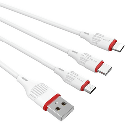 USB კაბელი 3 IN 1 BOROFONE BX17 CHARGING CABLE (FOR IPHONE, MICRO, TYPE-C) WHITEiMart.ge