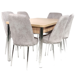 გასაშლელი მაგიდა და 6 სკამი SUMELA+ROZA 5 (130*80 სმ)iMart.ge