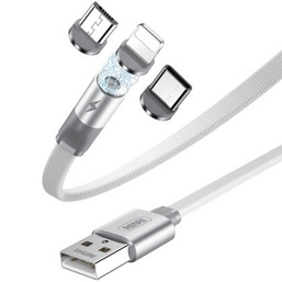 USB კაბელი REMAX FLAG SERIES 2.1A 3 IN 1 MAGNETIC CHARGING CABLE RC-169TH WHITEiMart.ge