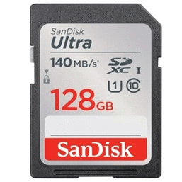 მეხსიერების ბარათი (ჩიპი) SANDISK 128 GB ULTRA SD/HC UHS-I CARD 140MB/S CLASS 10 SDSDUNB-128G-GN6INiMart.ge