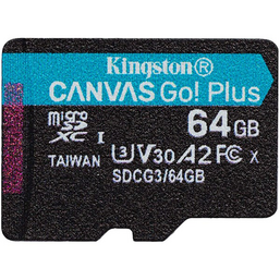 მეხსიერების ბარათი KINGSTON FLASH CARD 64GB MICROSDXC CANVAS GO PLUS 170R A2 U3 V30 CaARD W/O ADAPTER (SDCG3/64GBSP)iMart.ge