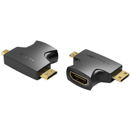 ადაპტერი  VENTION AGFB0 2 IN 1 MINI HDMI AND MICRO HDMI MALE TO HDMI FEMALE ADAPTER BLACKiMart.ge