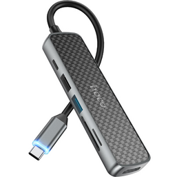 USB ჰაბი HOCO HB24 TYPE-C EASY DISPLAY, HDMI - USB3.0 - USB2.0 - SD - TF - PDiMart.ge