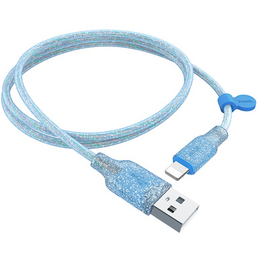 USB კაბელი HOCO U73 STAR GALAXY SILICONE CHARGING DATA CABLE FOR LIGHTNING BLUEiMart.ge