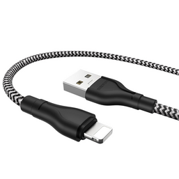 USB კაბელი BOROFONE BX39 BENEFICIAL CHARGING DATA CABLE FOR LIGHTNING BLACK & WHITEiMart.ge