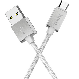 USB კაბელი HOCO U49 REFINED STEEL CHARGING DATA CABLE FOR MICRO WHITEiMart.ge