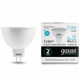 LED ნათურა GAUSS EL-13526 (5.5 W, GU5.3, 4100K)iMart.ge