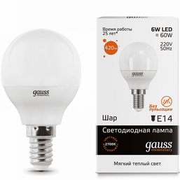 LED ნათურა GAUSS GLOBE EL-53116 (6W, E14, 2700K)iMart.ge
