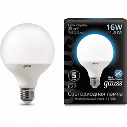 LED ნათურა GAUSS G95 1/32- 105102216 (16W, E27, 4100K)iMart.ge