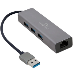 USB-A ჰაბი GEMBIRD A-AMU3-LAN-01 SILVER (17 CM)iMart.ge