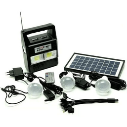 პორტატული მზის პანელი, ფარანი და 3 LED ნათურა ძლიერი ნათებით 47894 (6V, FM/MP3)iMart.ge