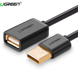 USB კაბელი UGREEN US103 (10318) USB 2.0 A Male to A Female Cable Gold Plated 5m (Black)iMart.ge