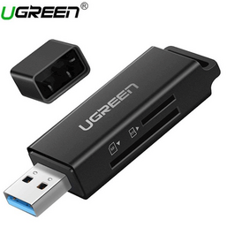 ბარათის წამკითხველი + მეხსიერების ბარათი UGREEN CM104 (40752) USB 3.0 to TF + SD Dual Card Reader (Black)iMart.ge
