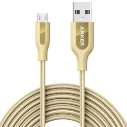 USB კაბელი ANKER POWERLINE + MICRO USB 10ft UN GOLDEN WITH OFFLINE PACKAGING V3 A8144HB1iMart.ge