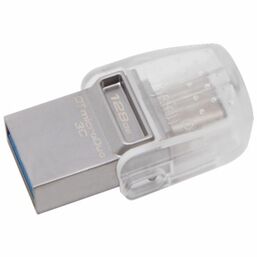 ფლეშ მეხსიერება KINGSTON 128GB USB 3.1+Type-C DT MICRO METAL SILVERiMart.ge