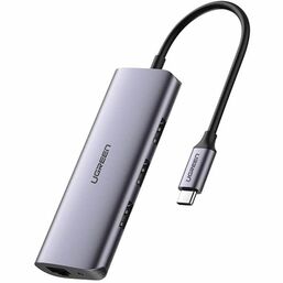 გადამყვანი UGREEN USB-C to 3 x USB 3.0+RJ45+Micro USB MULTIFUNCTIONiMart.ge