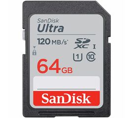 მეხსიერების ბარათი (ჩიპი) SANDISK 64GB ULTRA  SD/HC UHS-I CARD 120MB/S CLASS 10 SDSDUN4-064G-GN6INiMart.ge