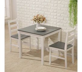 მაგიდა და 2 სკამი SUNNY WOOD 00124490 (75x75x73 სმ, თეთრი, ნაცრისფერი)iMart.ge