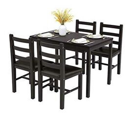 მაგიდა და 4 ტყავის სკამი SUNNY WOOD 00124729 (108x65x73 სმ, მუქი ყავისფერი)iMart.ge
