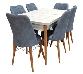 მაგიდა და 6 სკამი SET120-23 (80X130 CM, ლურჯი, თეთრი)iMart.ge