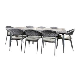 შუშის მაგიდა და 8 სკამი DGM-G (210x90x75 CM, ნაცრისფერი)iMart.ge