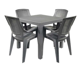 პლასტმასის მაგიდა და 4 სკამი FLORA SET 1-A (80x80 CM, 120 KG)iMart.ge