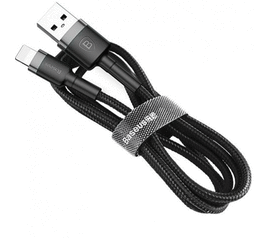 USB კაბელი BASEUS KEVLAR USB CABLE LIGHTNING 2.4A 1M CALKLF-BG1 BLACK/GREYiMart.ge