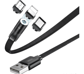 USB კაბელი REMAX FLAG SERIES 2.1A 3 IN 1 MAGNETIC CHARGING CABLE RC-169TH BLACKiMart.ge