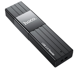 ბარათის წამკითხველი HOCO HB20 MINFUL 2-IN-1 (USB 2.0) BLACKiMart.ge